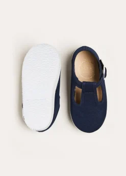 T-bars | T-bar Shoes | Pepa London Woven T-Bar Baby Shoes in Navy (20-26EU)
